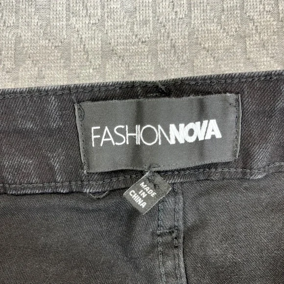 Black baggy wide leg cargo utility‎ jeans Women 15/30X33 high rise hip-hop - Picture 3 of 11